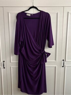 Avenue Deep Purple wrap knee length dress